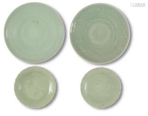 (4) Chinese Celadon Plates, Early 19th Century