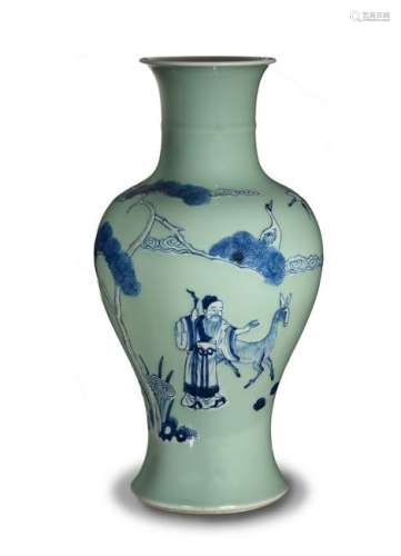Chinese Blue Baluster Vase, 17th Century