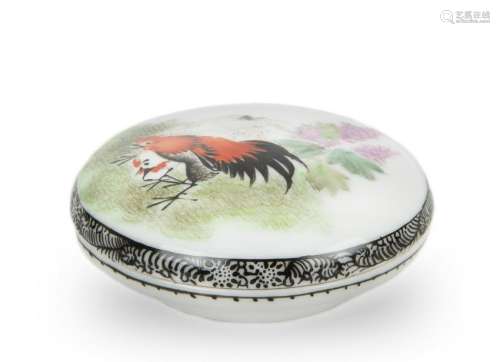 Chinese Famille Rose Rooster Seal Box, Republic