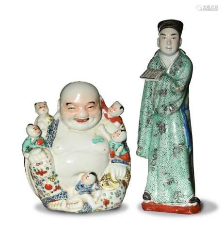 (2) Chinese Figures Famille Rose, 19/20th Century