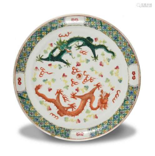 Chinese Plate with Dragons, Guangxu Period