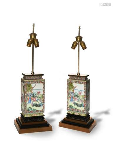 Pair of Famille Rose Vases as Lamps, Republic