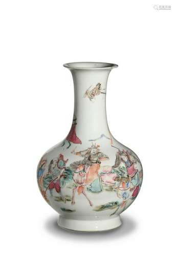 Chinese Famille Rose Vase with Fight Scene, 19th