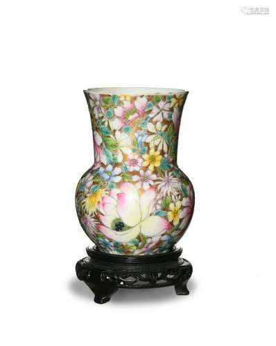 Chinese Famille Rose Milleflore Vase, 20th Century