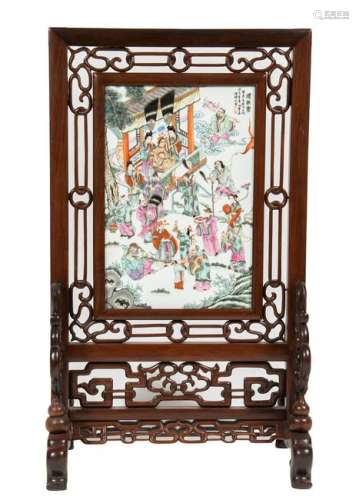 Chinese Porcelain Table Screen, Republic Period