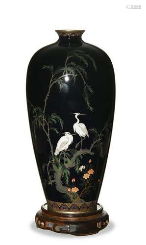 Japanese Silver Enamelled Vase