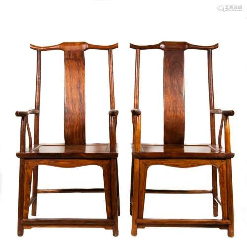 Chinese Pair of Huanghuali Chairs