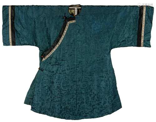 Chinese Blue Silk Lady's Robe, 19th Century