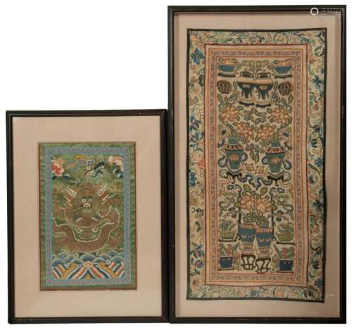 (2) Chinese Needleworks, 19th Century