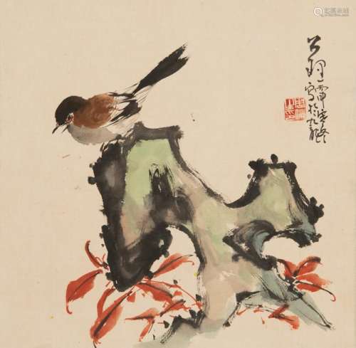 Painting of Bird among Leaves by Zhou Runyuan
