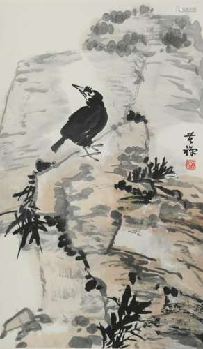 Painting of Crow & Rock, Li Kuchan (1899-1983)