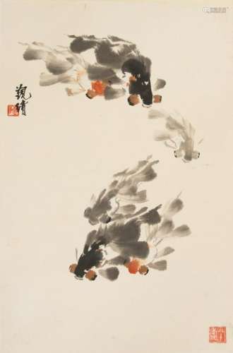 Chinese Painting of 6 Goldfish by Pan Guanji