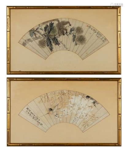 Pair of Chinese Painted and Framed Fans