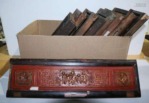 (lot of 10) Chinese Lacquered Architectural Pieces