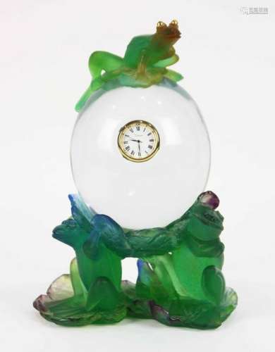 Daum pate de verre figural clock