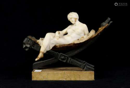 Italian marble and partial gilt metal figural sculpture