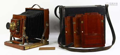 Thornton Pickard mahogany half plate field camera,