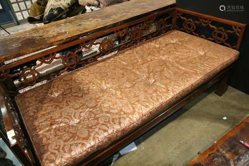 A Chinese Daybed with Carved Armrest