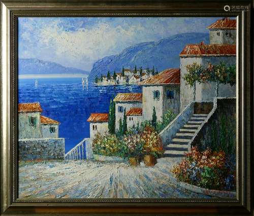 Painting, Mediterranean Coastal Scene