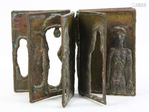 Pal Kepenyes patinated metal eight panel sculpture