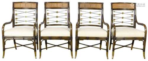 (lot of 4) Regency style faux bamboo armchairs