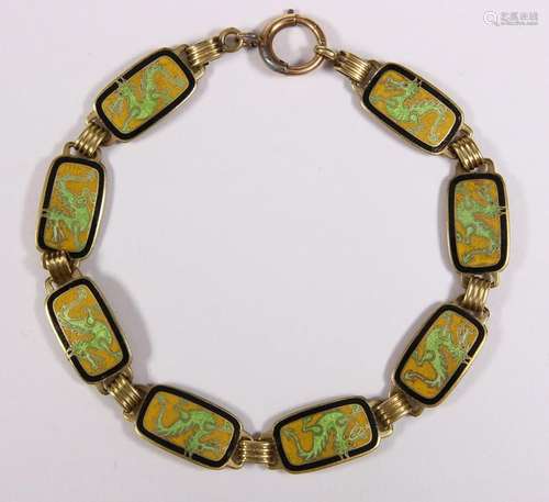 Enamel, 14k yellow gold bracelet