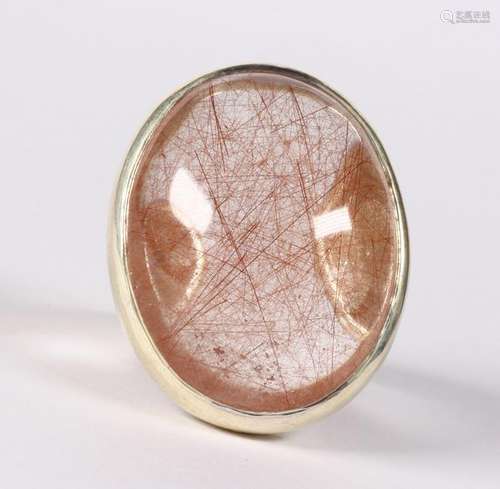 Rutilated quartz, silver ring