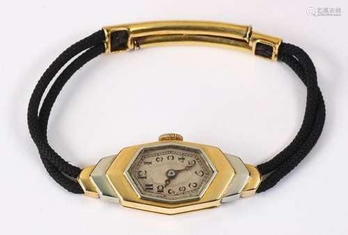 Lady's gold two tone, nylon wristwatch