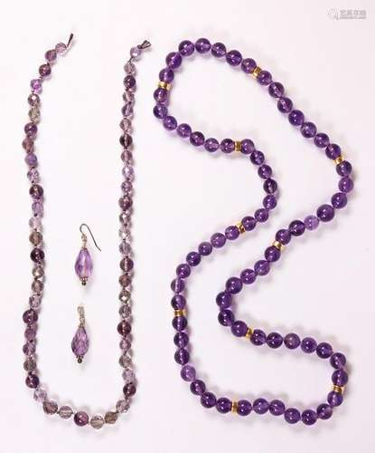 Amethyst bead, yellow gold jewelry