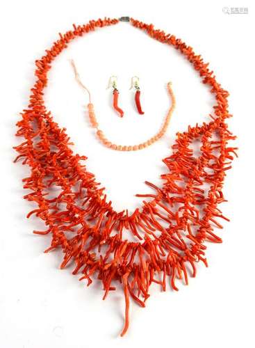 Coral, metal jewelry