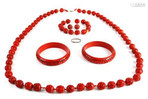 Collection of cinnabar jewelry