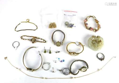 Collection of ladys' diamond, metal watches and costume