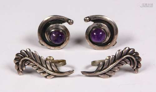 (Lot of 2) Pairs of Marciela amethyst, sterling silver