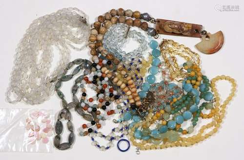 Collection of multi-stone, bead, gold, metal jewelry