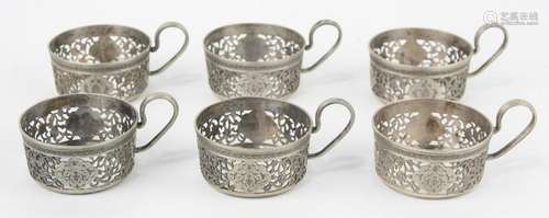 (lot of 6) Persian .84 silver tea glass holders