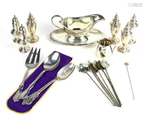 (lot of 18) Sterling silver flatware and table articles