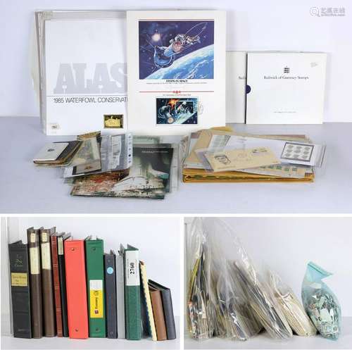 Shelf of worldwide stamps and Apollo 11 Mission