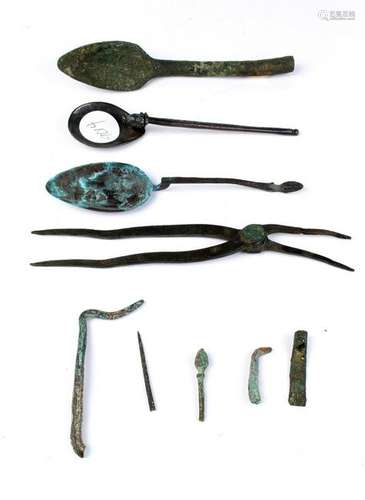 (lot of 9) Ancient continental medical instruments and