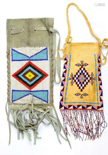 (lot of 2) Native American beaded bag group