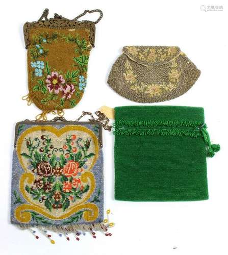 (lot of 4) Vintage beaded and embroidered bags, 20th