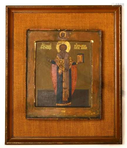 Russian paint decorated icon on wood, 18th/19th century