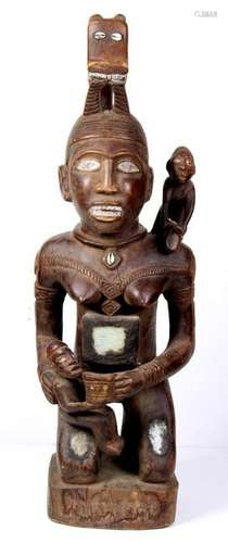 Large African carved wood figural group