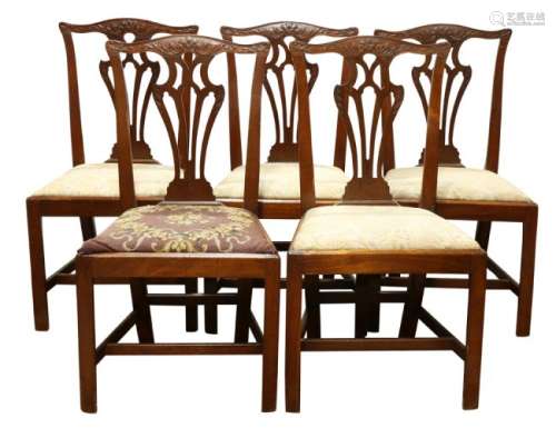 (lot of 5) Chippendale mahogany side chairs