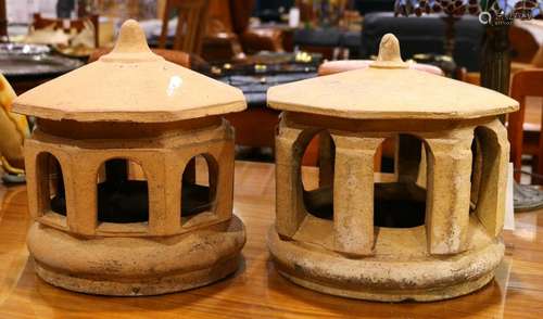 (lot of 2) Arts and Crafts terra cotta chimney vent