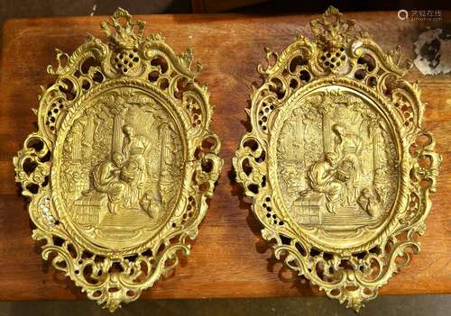 Pair of continental bas relief plaques