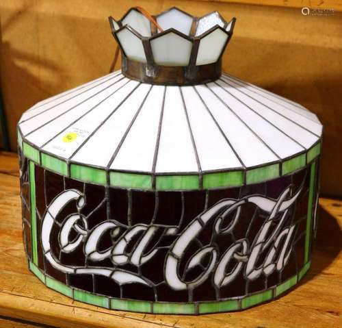 Coca Cola ceiling mount leaded glass hanging fixture