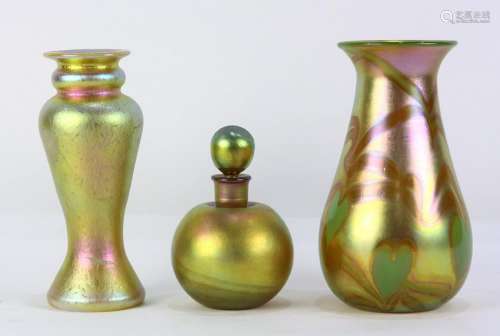 (lot of 3) Lundberg Studios art glass group