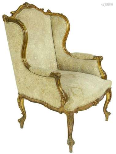 Louis XVI style giltwood carved bergere