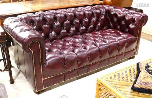 Chesterfield burgundy leather sofa