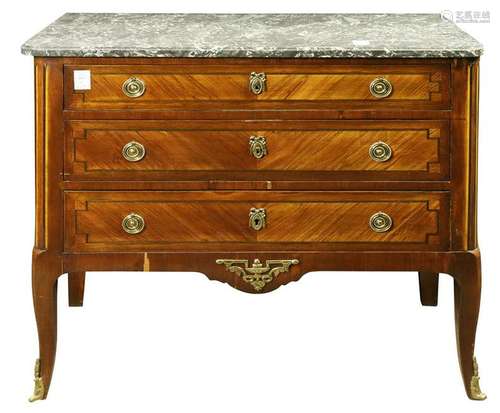 French marble top chest of drawers